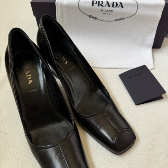 Prada Old Leisure Black Square Toe Heel 36 - Picture 4 of 7